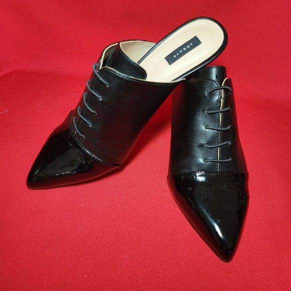 Array Jessie Womens Oxford Faux Leather Mules 8.5 W Black Synthetic - Picture 9 of 11